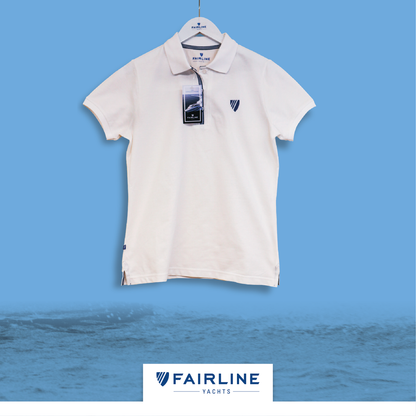 Women's White Jersey Polo